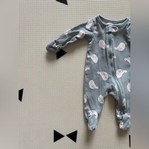 Carters|Baby girl Adorable chalk Blue bird print footie pajamas,long sleeve•NB